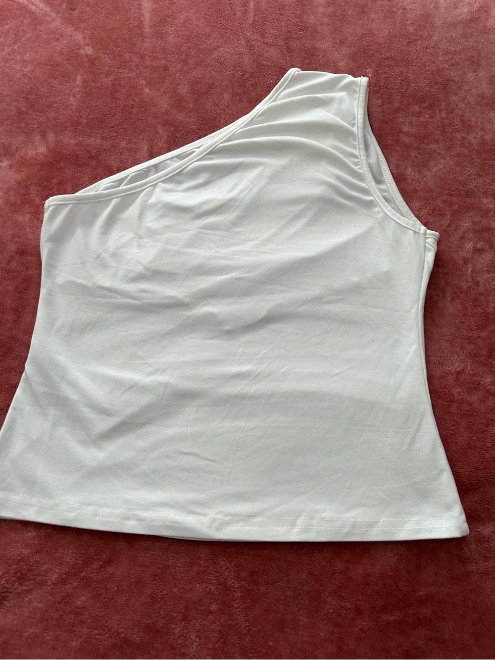 SHEIN White One-Shoulder Ruched Tank Top - Picture 2 of 3